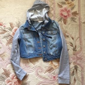 Faded half denim jacket